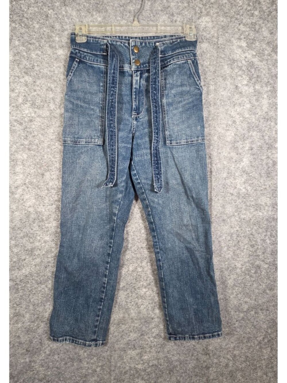 ABERCROMBIE & FITCH Medium Was Ultra High-Rise Straight Jeans with Belt Blue Siz
